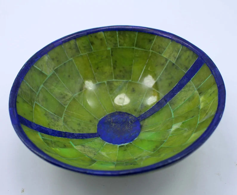 Handmade Royal Blue Lapis Lazuli with Jade Bowl – Afghanistan