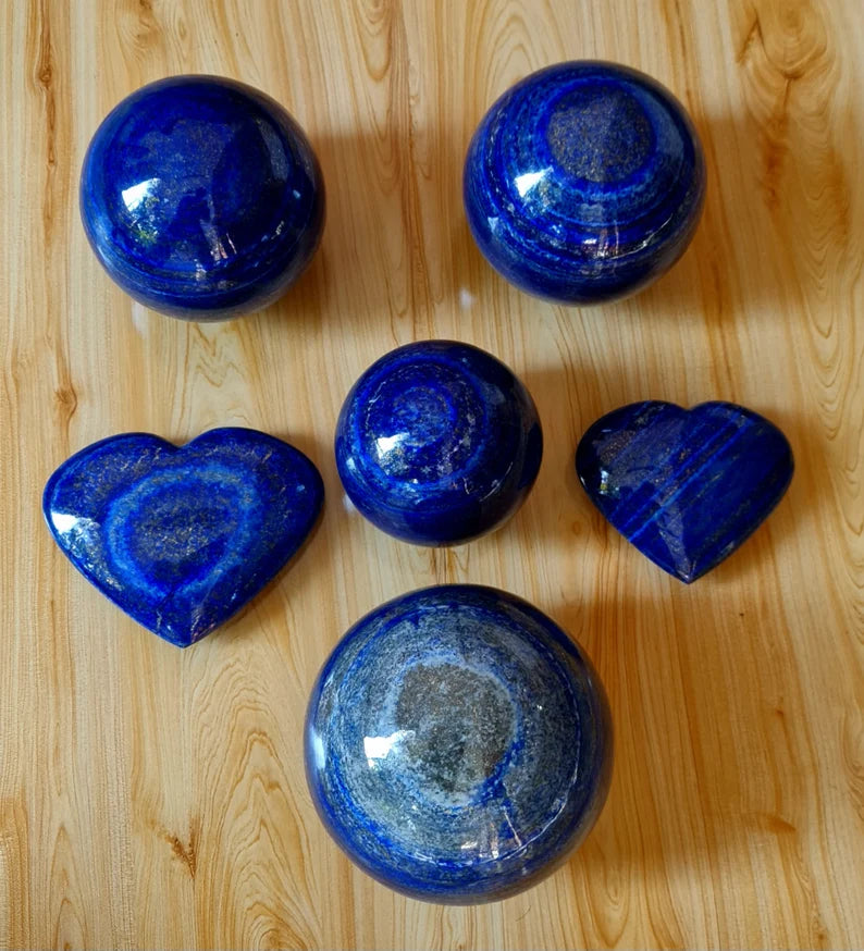 20.630 KG High-Grade Afghan Lapis Lazuli Lot – Polished Spheres & Hearts with Golden Pyrite