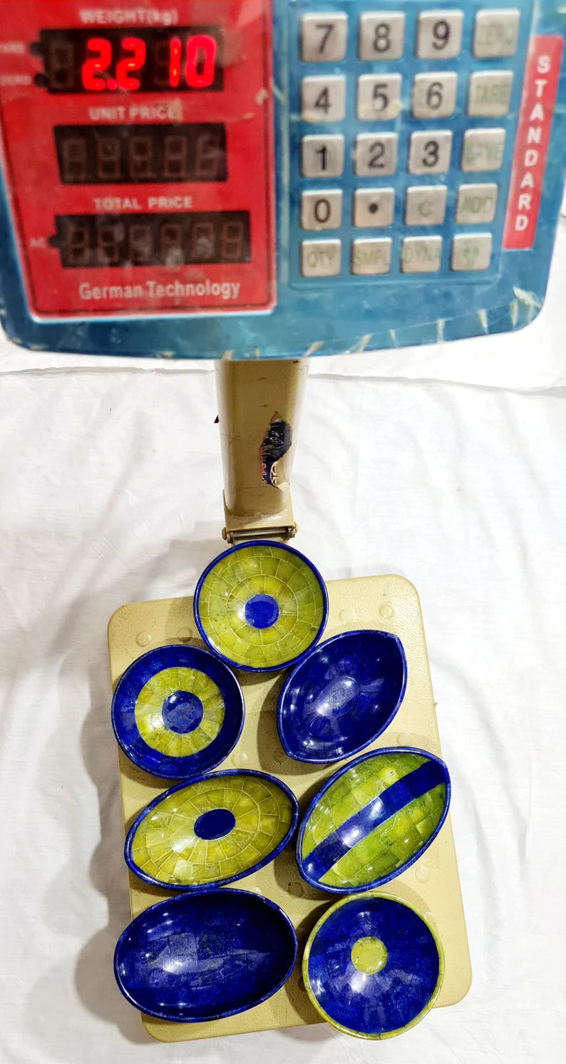 Handmade Royal Blue Lapis Lazuli & Jade Bowls Collection – Afghanistan