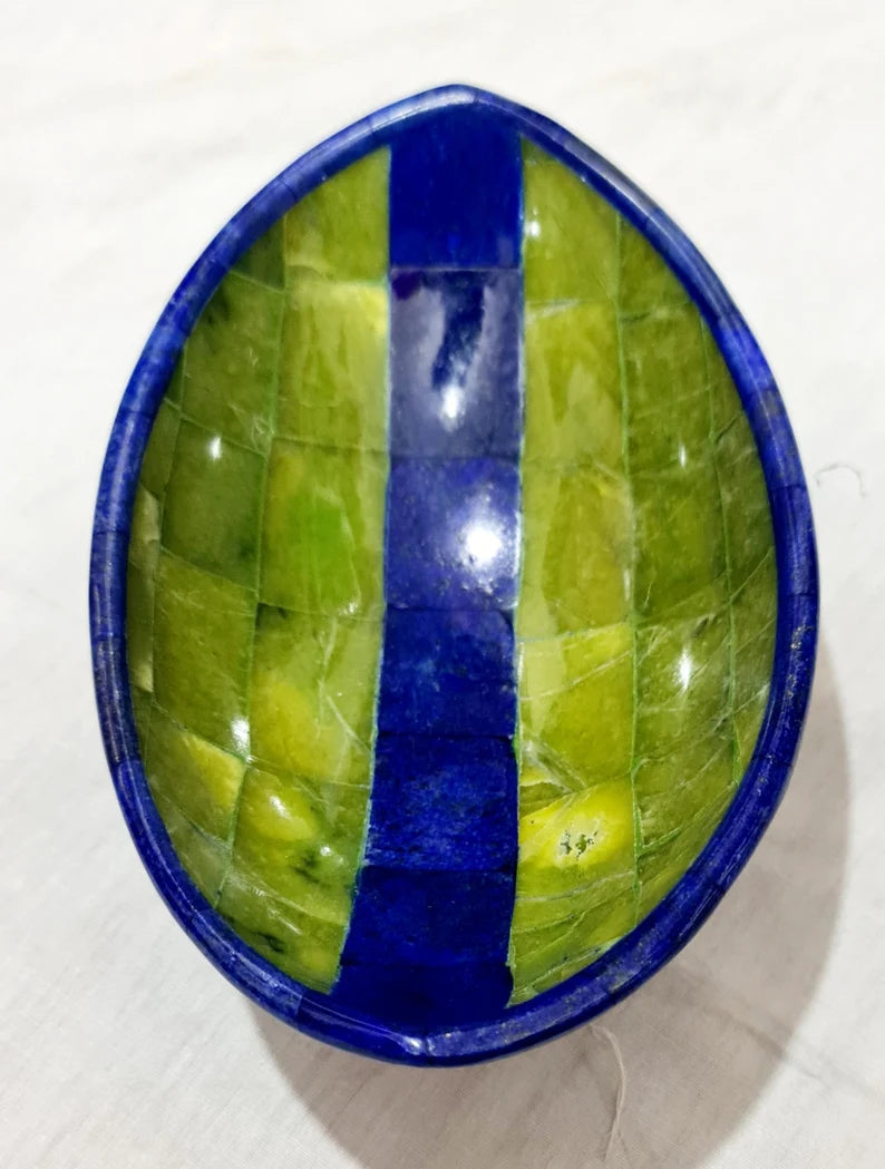 Handmade Royal Blue Lapis Lazuli with Jade Bowl – Afghanistan
