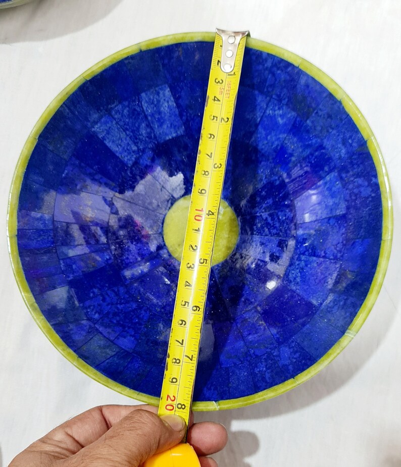 730 Gram Handmade Royal Blue Lapis Lazuli with Jade Bowl – Afghanistan (200 × 80 mm)