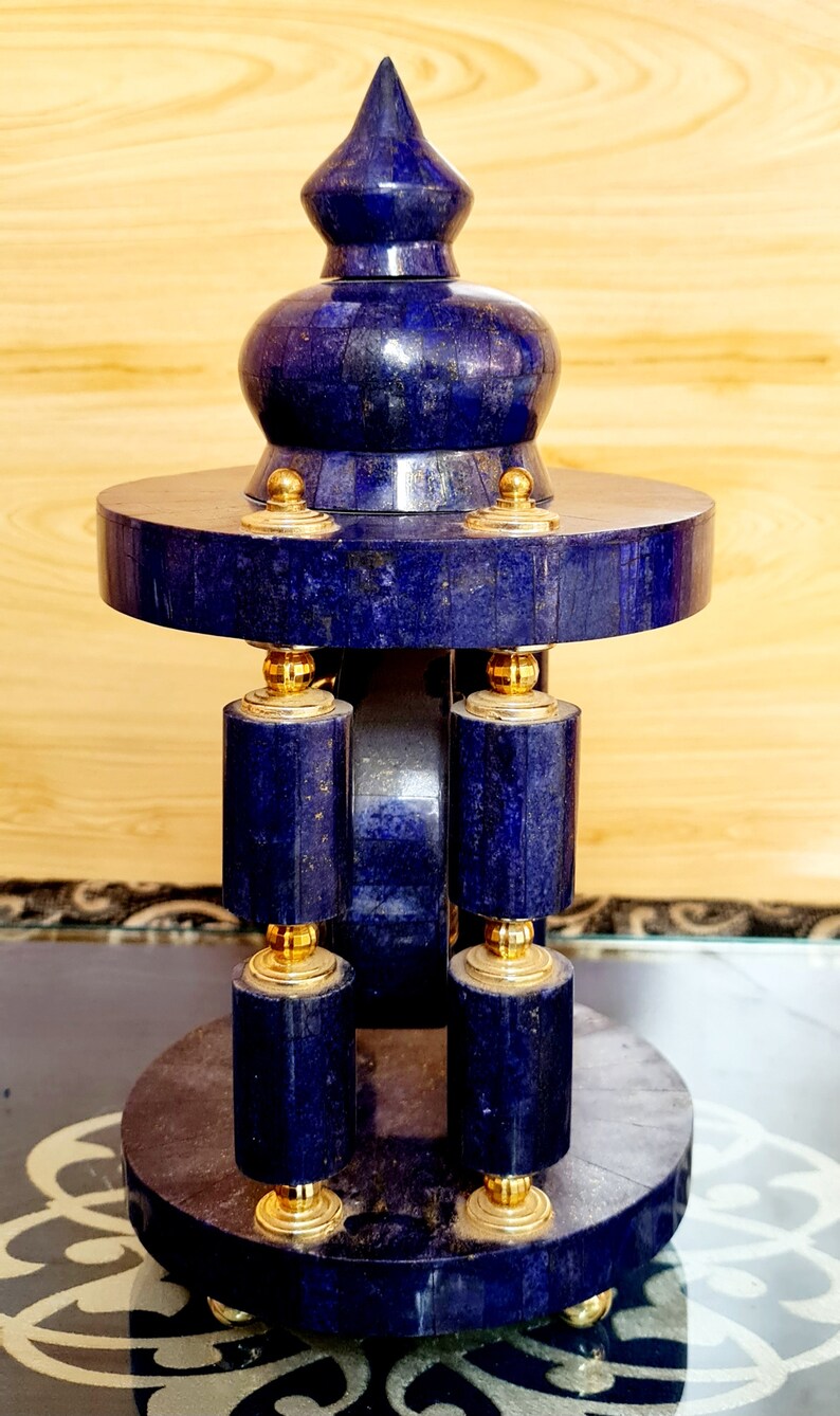 Handcrafted High Quality Lapis Lazuli Clock Decorative Tower – 4180 g | Afghan Stone Art