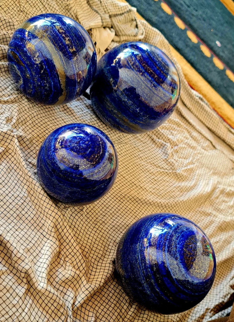 20.630 KG High-Grade Afghan Lapis Lazuli Lot – Polished Spheres & Hearts with Golden Pyrite