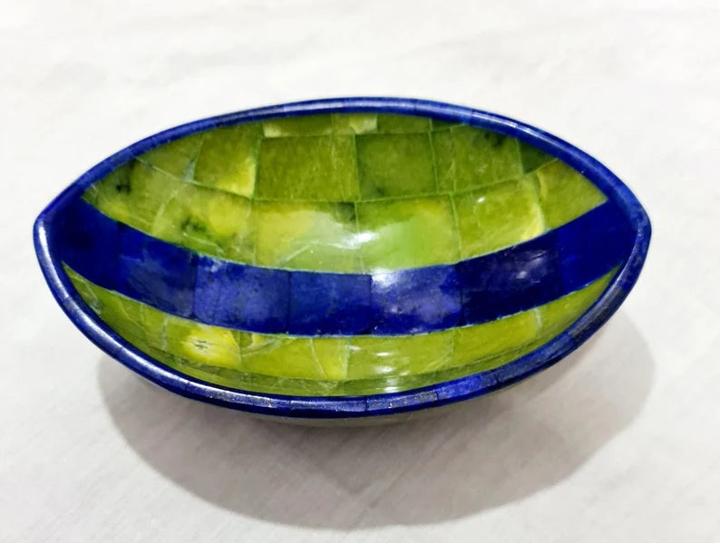 Handmade Royal Blue Lapis Lazuli with Jade Bowl – Afghanistan