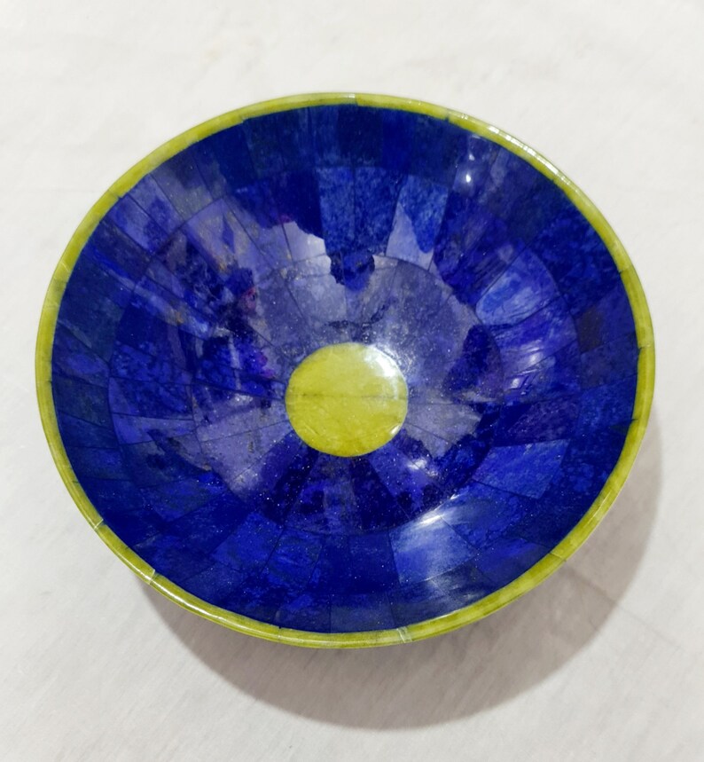 730 Gram Handmade Royal Blue Lapis Lazuli with Jade Bowl – Afghanistan (200 × 80 mm)