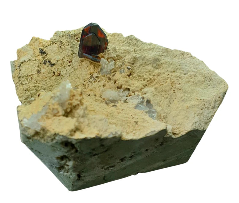 280 Gram Extremely Rare Red Blood Brookite Crystal with Quartz Points on Matrix