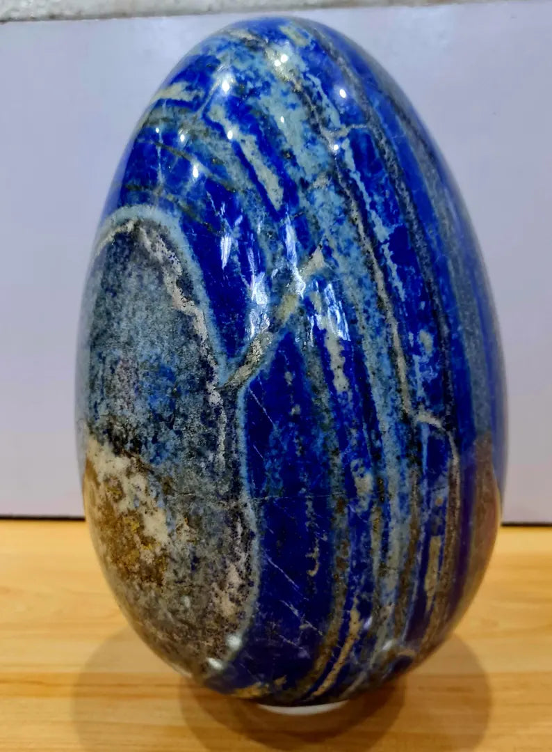 13.440 kg XXL Museum-Size High-Grade Lapis Lazuli Polished Egg with Golden Pyrite Origin: Afghanistan