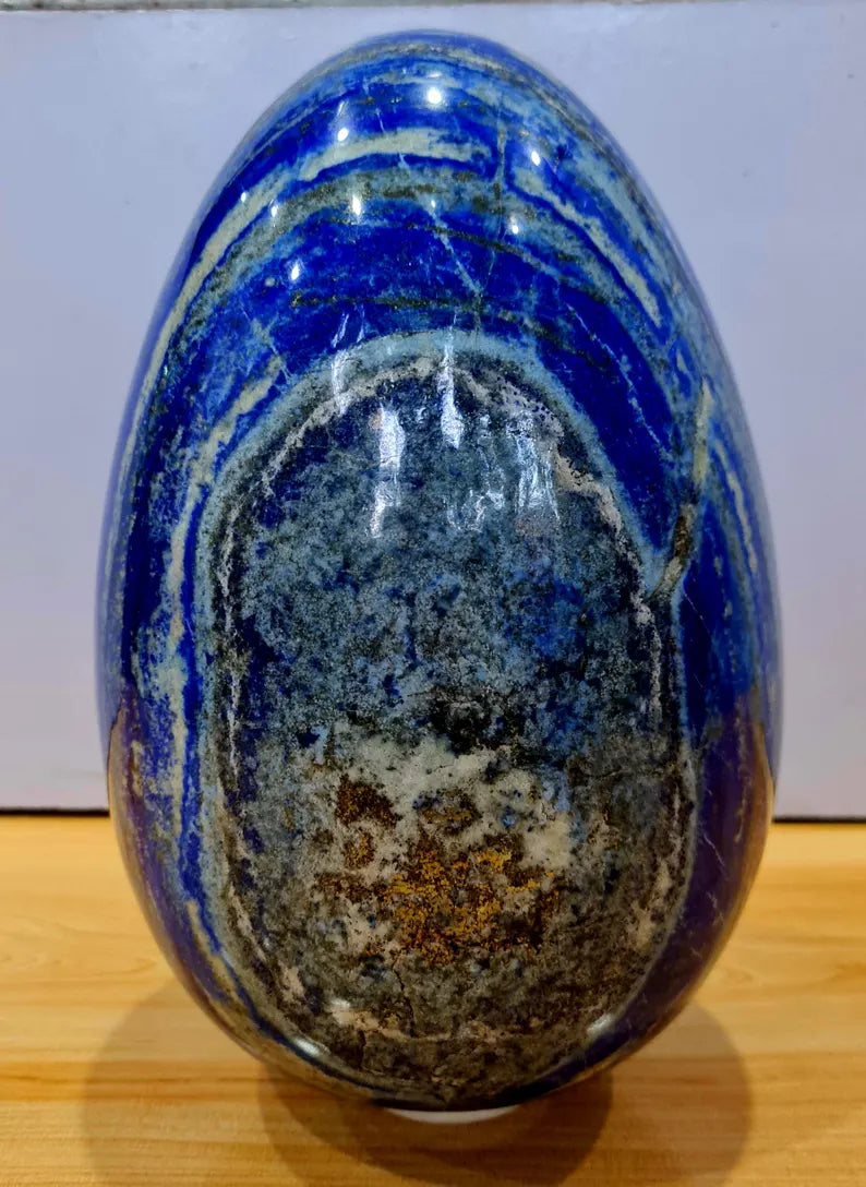 13.440 kg XXL Museum-Size High-Grade Lapis Lazuli Polished Egg with Golden Pyrite Origin: Afghanistan