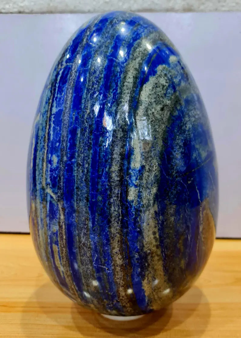 13.440 kg XXL Museum-Size High-Grade Lapis Lazuli Polished Egg with Golden Pyrite Origin: Afghanistan