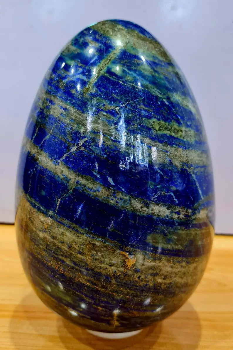 7.720 kg XXL Museum-Size Afghan Lapis Lazuli Polished Egg with Golden Pyrite – 220×150×150 mm
