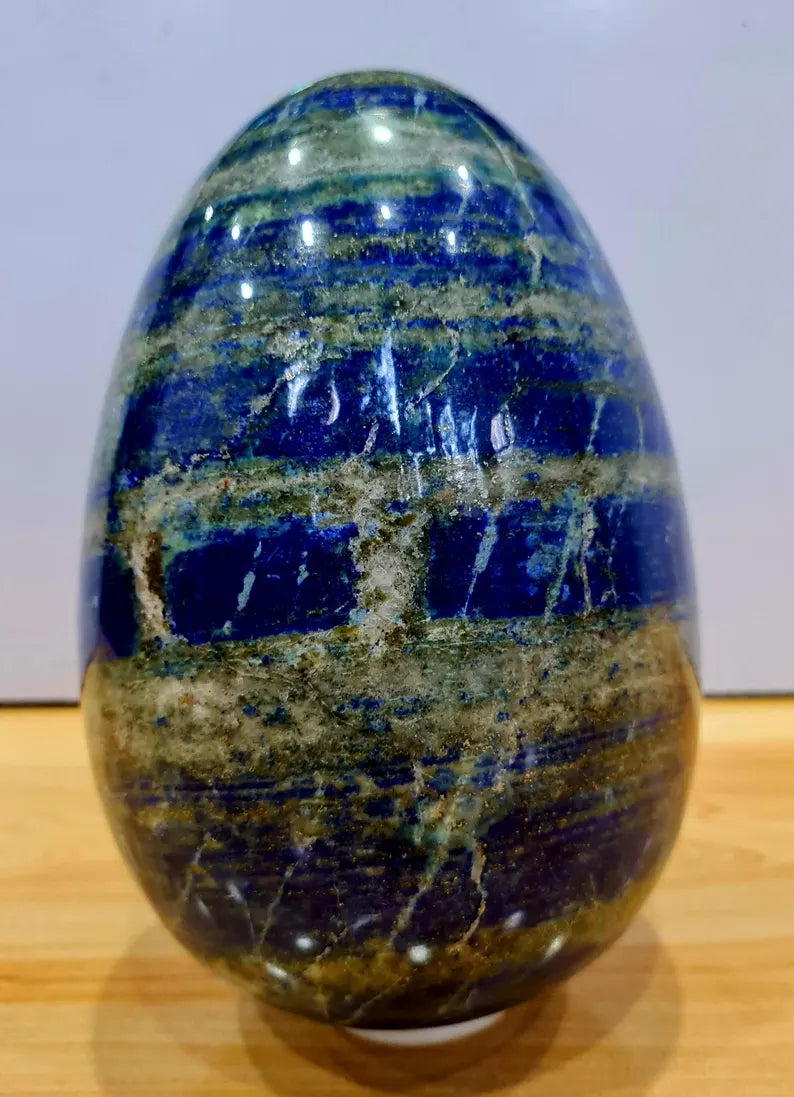 7.720 kg XXL Museum-Size Afghan Lapis Lazuli Polished Egg with Golden Pyrite – 220×150×150 mm