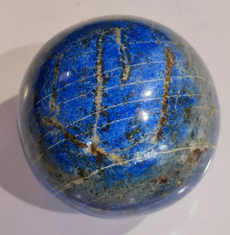AAA Grade Handmade Royal Blue Madani Lapis Lazuli with Pyrite Polished Healing Sphere