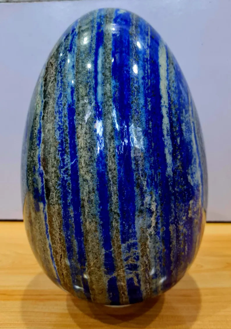 13.440 kg XXL Museum-Size High-Grade Lapis Lazuli Polished Egg with Golden Pyrite Origin: Afghanistan