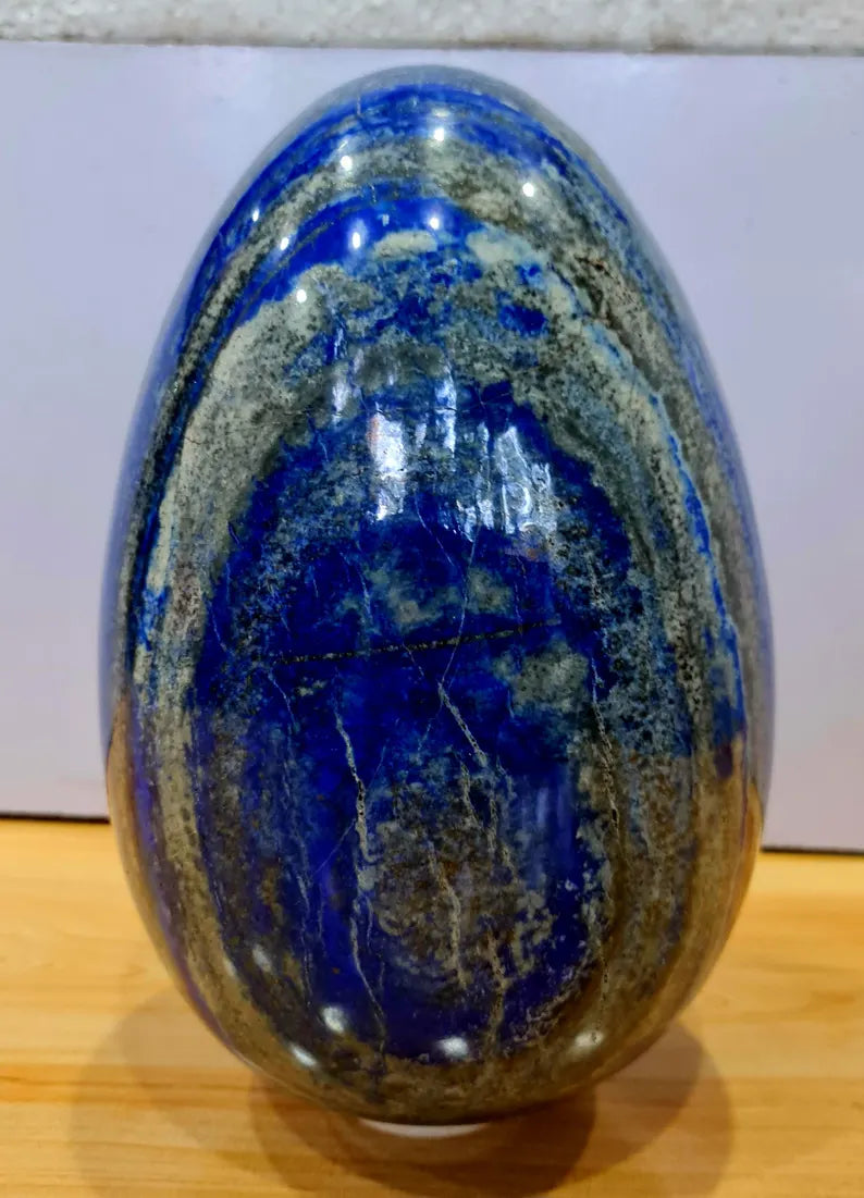 13.440 kg XXL Museum-Size High-Grade Lapis Lazuli Polished Egg with Golden Pyrite Origin: Afghanistan