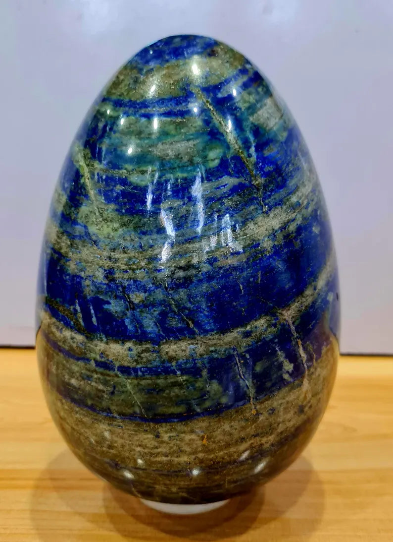 7.720 kg XXL Museum-Size Afghan Lapis Lazuli Polished Egg with Golden Pyrite – 220×150×150 mm